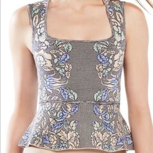 BCBG MAXAZRIA Square Neck Embroidered Top